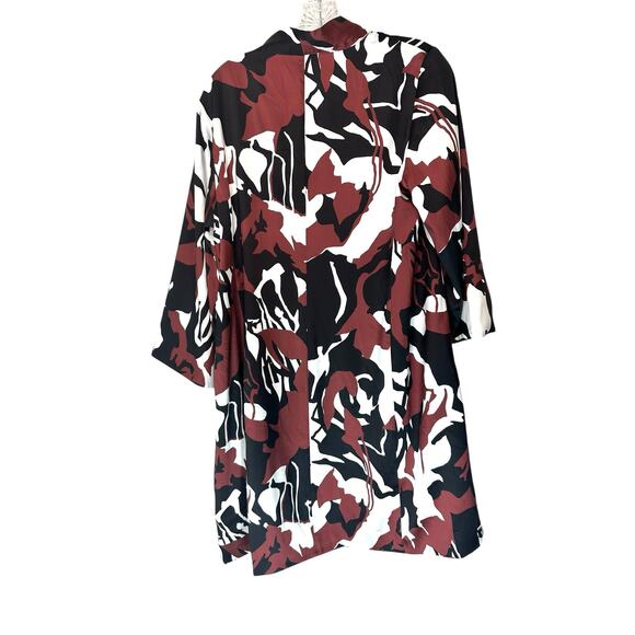 Chico's Brown Black Artsy Satin Boho Bohemian Open Kimono Long Duster Medium - Picture 9 of 11